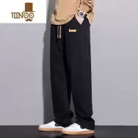 YANXU阔腿牛仔裤男生2023新款美式潮牌宽松直筒休闲裤子男士
