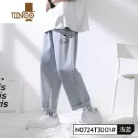 YANXU牛仔裤男士潮牌宽松直筒休闲九分男生夏季薄款阔腿长裤子男款