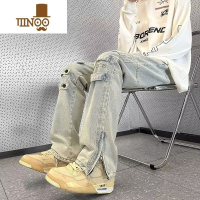YANXU直筒牛仔裤男秋季宽松微喇复古vibe长裤美式潮牌高街痞帅休闲裤子