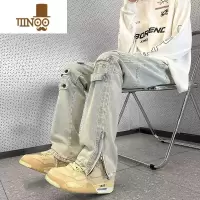 YANXU直筒牛仔裤男秋季宽松微喇复古vibe长裤美式潮牌高街痞帅休闲裤子