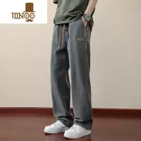 YANXU阔腿复古牛仔裤男款夏季薄款直筒宽松休闲男生美式百搭新款长裤子