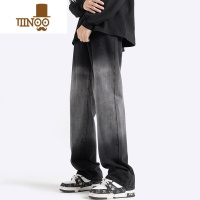 YANXU水洗渐变牛仔裤男新款潮牌美式高街复古宽松直筒男生休闲长裤