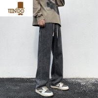 YANXU复古牛仔裤男款秋季直筒宽松潮牌阔腿美式高街潮流休闲长裤子男生