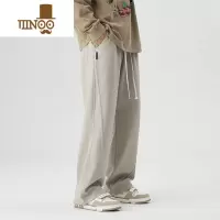 YANXU垂感卫裤男款运动加绒加厚vibe风直筒宽松阔腿休闲裤子