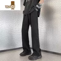 YANXU黑灰色牛仔裤男vibe潮牌美式复古休闲长裤高街百搭男款宽松直筒裤