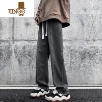 YANXU直筒牛仔裤男士潮牌宽松复古美式高街水洗男生阔腿运动休闲裤