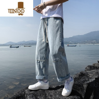 YANXU牛仔裤男款2023夏季薄款潮牌直筒宽松学生韩版潮流男裤子休闲长裤