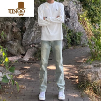 YANXU黄泥阔腿牛仔裤男夏季薄款宽松直筒休闲潮牌复古痞帅裤子美式高街