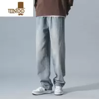 YANXU美式复古牛仔裤男新款直筒宽松潮牌阔腿高街休闲长裤男生裤子