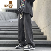 YANXU美式复古牛仔裤男款潮牌阔腿裤直筒宽松青少年大码男士裤子