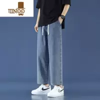 YANXU复古牛仔裤男款夏季薄款直筒潮牌九分休闲裤宽松百搭男生阔腿裤子