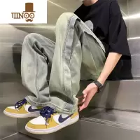 YANXU美式高街vibe风秋季复古黄泥染ins牛仔裤男直筒宽松水洗做旧裤子