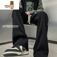 YANXU黑色休闲裤男夏季潮牌垂感宽松直筒裤子ins潮流大码阔腿运动卫裤