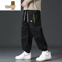 YANXU牛仔裤男士新款ins潮牌宽松痞帅工装抽绳束脚裤休闲长裤子