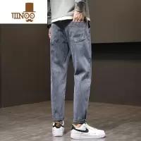 YANXU牛仔裤男士美式vibe高街潮牌宽松直筒锥形男生休闲长款裤子