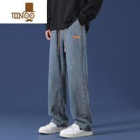 YANXU秋季牛仔裤男宽松直筒阔腿长裤男生美式复古高街休闲裤子男款