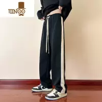 YANXU夏季垂感卫裤男士侧边条纹运动ins宽松款男生百搭休闲长裤潮
