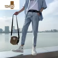 YANXU夏季薄款牛仔裤男士潮牌休闲百搭修身小脚韩版潮流九分裤子男学生