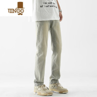 YANXU美式弹力修身牛仔裤男夏季高街vibe黄泥直筒裤子潮牌百搭休闲长裤