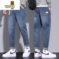 YANXU九分牛仔裤男夏季薄款宽松直筒潮牌痞帅2023新款休闲裤子美式高街