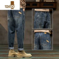 YANXU夏季牛仔裤男款2023新款美式复古潮牌宽松直筒锥形长裤男士