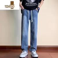YANXU牛仔裤男秋季新款宽松直筒阔腿裤子潮牌青少年学生夏季休闲长裤男
