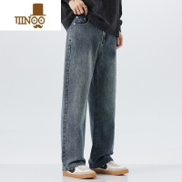 YANXU新款直筒牛仔裤男款美式潮牌vibe复古宽松百搭宽松阔腿长裤子