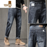 YANXU牛仔裤男夏季潮牌宽松直筒长裤2023新款休闲男装九分男士裤子