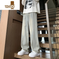 YANXU秋季黄泥牛仔裤男宽松直筒阔腿潮牌痞帅裤子美式高街vibe休闲长裤