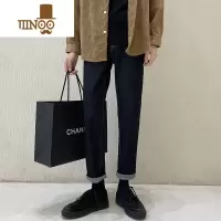 YANXU小直筒牛仔裤男潮高街痞帅男款裤子感修身小脚休闲裤