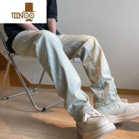 YANXU牛仔裤男款夏季潮流黄泥色水洗直筒裤子美式高街vibe潮牌休闲长裤