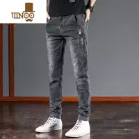 YANXU男士牛仔裤2023新款修身小脚弹力夏季韩版潮流百搭休闲长裤子