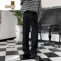 YANXU轻熟风直筒牛仔裤男秋季美式高街修身九分裤子潮牌宽松大码休闲裤