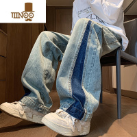 YANXU2023年牛仔裤男直筒宽松潮牌阔腿裤美式复古设计感小众裤子