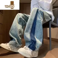 YANXU2023年牛仔裤男直筒宽松潮牌阔腿裤美式复古设计感小众裤子