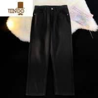 YANXU2023直筒牛仔裤男九分纯色潮牌ins宽松百搭休闲日系复古9裤子