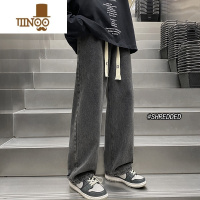YANXU直筒潮牌牛仔裤男夏季大码休闲阔腿长裤宽松百搭潮流夏天薄款裤子