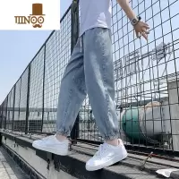 YANXU束脚牛仔裤男2023秋季新款宽松ins潮流百搭修身小脚九分裤子男款