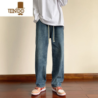 YANXU秋季新款水洗直筒牛仔裤男宽松ins潮流百搭休闲高街潮牌阔腿长裤
