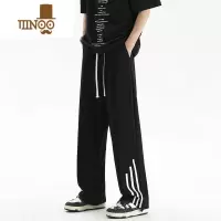 YANXUBLRY 运动裤男夏季薄款宽松坠感直筒裤三条杠百搭美式休闲长裤子