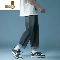 YANXU渐变牛仔裤男款直筒宽松夏季裤子高街ins潮休闲裤男生九分阔腿裤