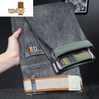 YANXU烟灰色牛仔裤男夏季薄款宽松直筒百搭潮流修身小脚休闲九分裤