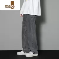 YANXU水洗牛仔裤男生2023新款宽松直筒阔腿裤子潮牌美式休闲长裤