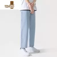 YANXU夏季牛仔裤男垂感宽松浅色九分裤休闲直筒裤薄款百搭复古潮流裤子