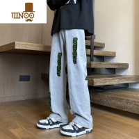 YANXU欧美高街vibe牛仔裤男款秋季潮牌美式hiphop裤子休闲百搭直筒长裤