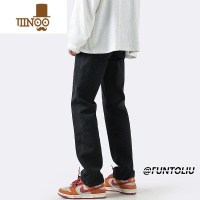 YANXU黑色直筒牛仔裤男夏季新款基础款美式潮牌高街百搭修身小脚长裤子