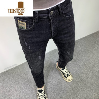 YANXU牛仔裤男士高端潮牌修身小脚2022年新款弹力百搭休闲长裤子