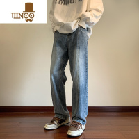 YANXU高街痞帅水洗牛仔裤子男款潮牌oversize港风坠感直筒阔腿长裤