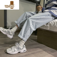 YANXU美式阔腿牛仔裤男潮牌ins宽松直筒高街vibe国潮痞帅休闲裤子