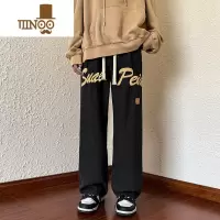YANXU美式复古牛仔裤男生秋季潮牌hiphop裤子2023新款宽松直筒阔腿